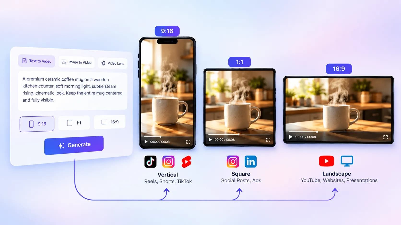 How to Create AI Videos in 9:16, 1:1 and 16:9 Without Reframing