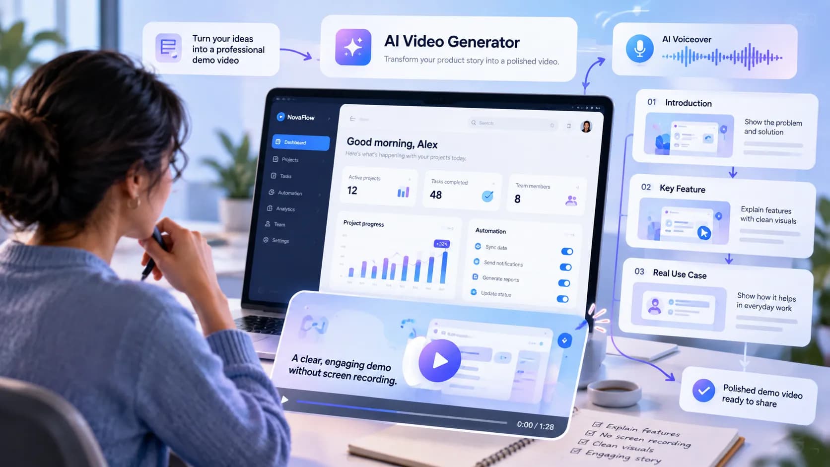 AI Video Generator for SaaS Demos workflow for SaaS product marketers and sales enablement teams