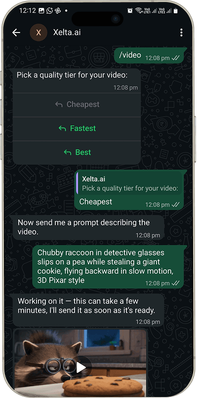 WhatsApp AI Chat Demo on iPhone