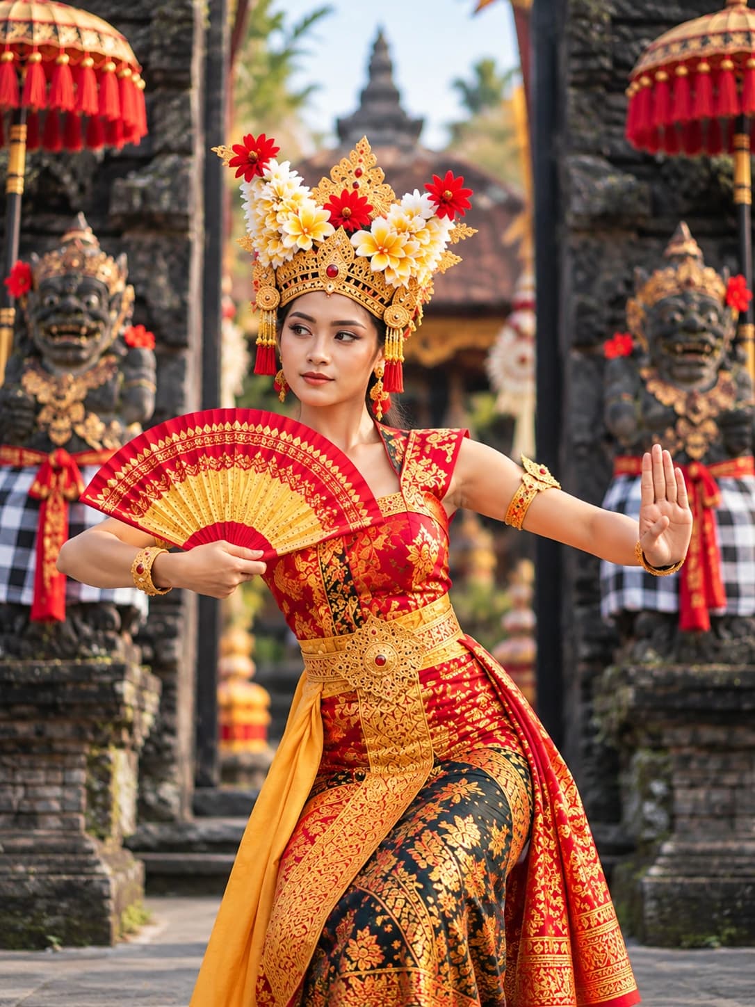 Balinese Dancer at Temple Gate