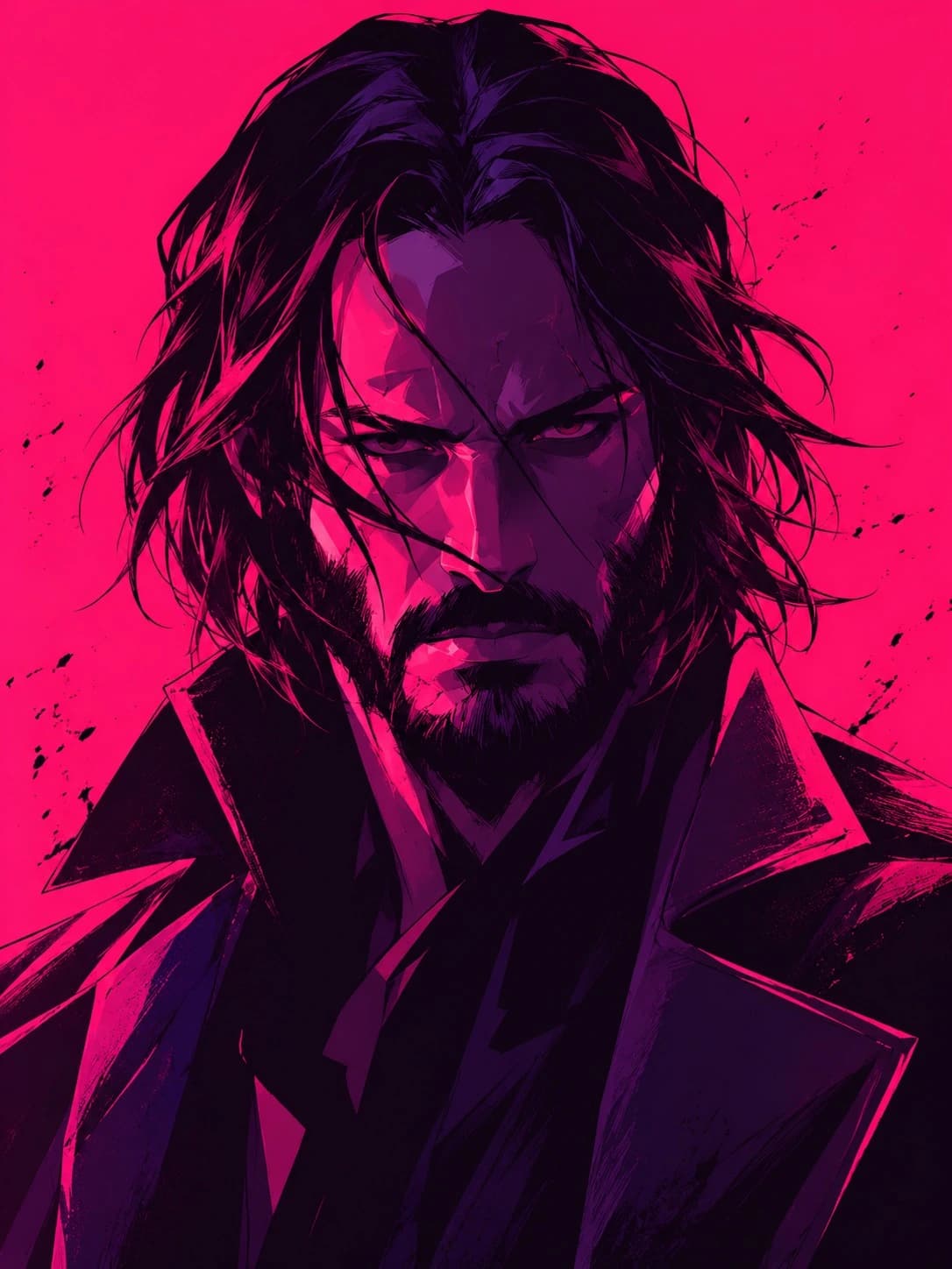 Moody anime portrait of a man on a couch